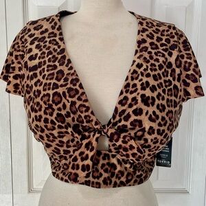 Beautiful Torrid Brown Leopard Print Crop Bathing Suit Top Size 3X
